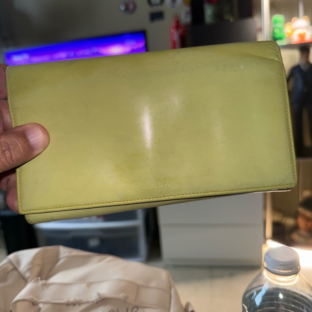 PRADA Wallet Leather Green Auth